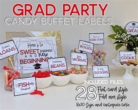 candy buffet for graduation|graduation candy buffet labels.